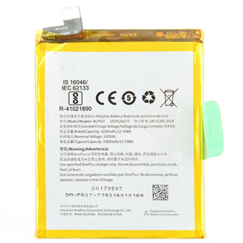 Bateria Para One Plus 5T BLP637 3210 mAh