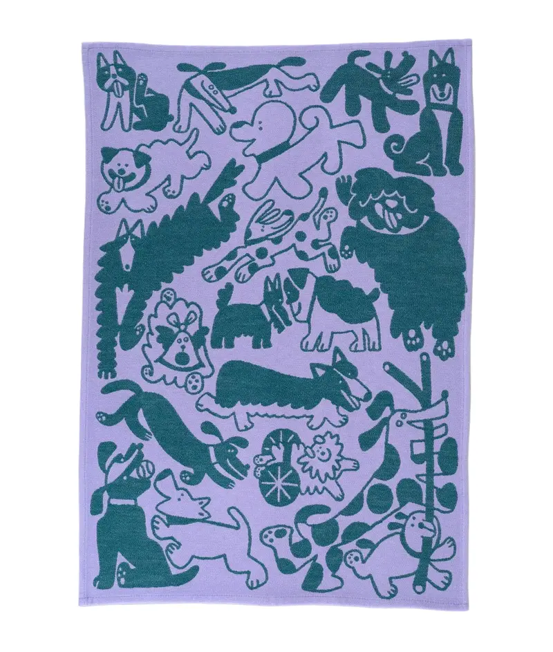 Dogs Day Out Woven Cotton Tea Towel