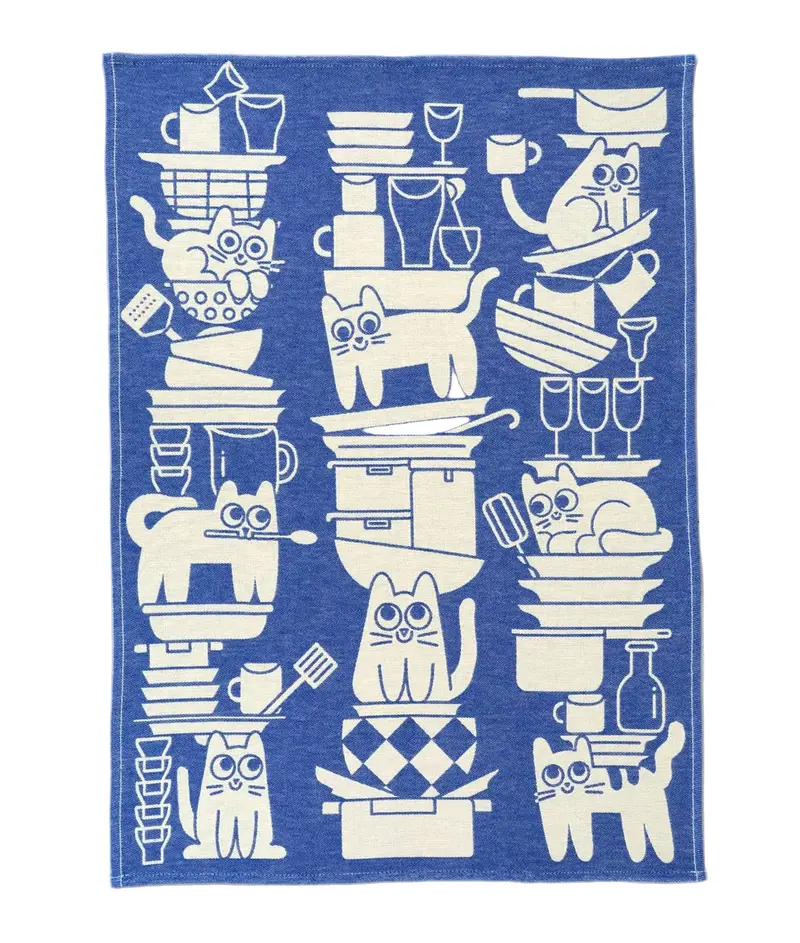 Kitchen Cats Woven Cotton Tea Towel